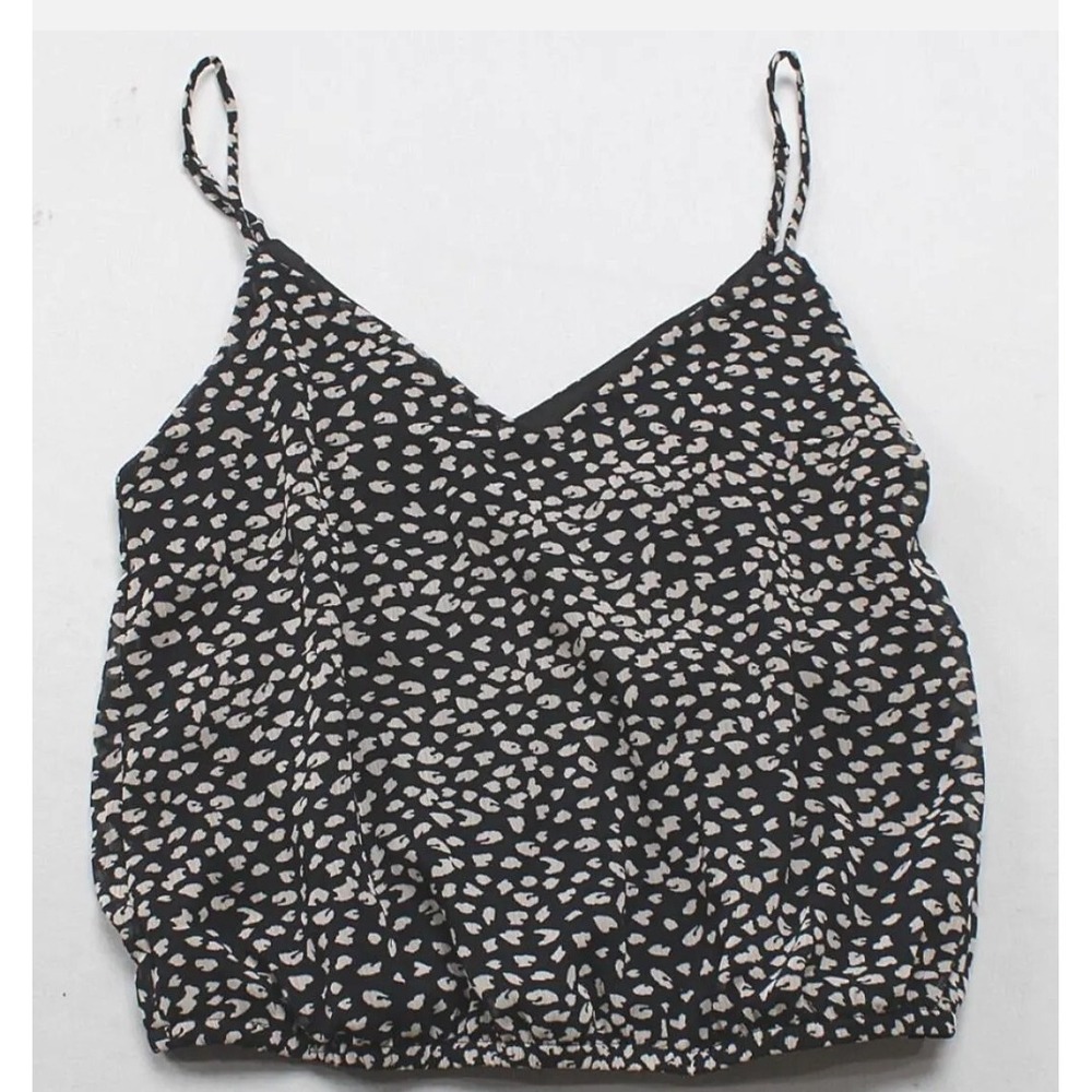 Nine Britton Womens‎ Daria Cropped Leopard Print Cami strap Top Black Size M Y2K